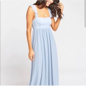 Show Me Your MuMu June Ruffled Strap Maxi Dress – Steel Blue, XXS NWT
